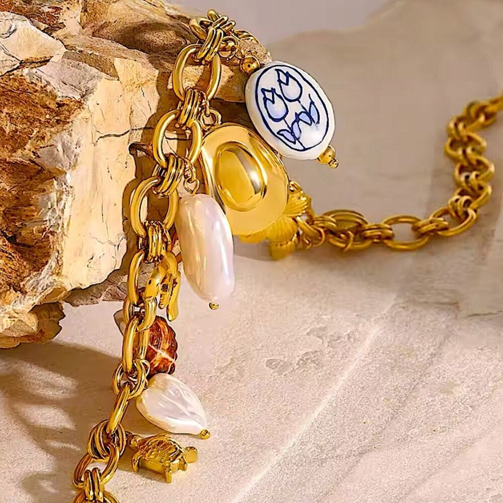 Stainless Steel Vintage Charm Necklace Gold Plated Choker Multi-charm Se… - Picture 13 of 13
